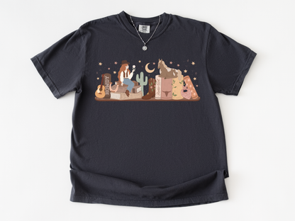 Cowboy Romance Bookshelf Tshirt ( Red Head)