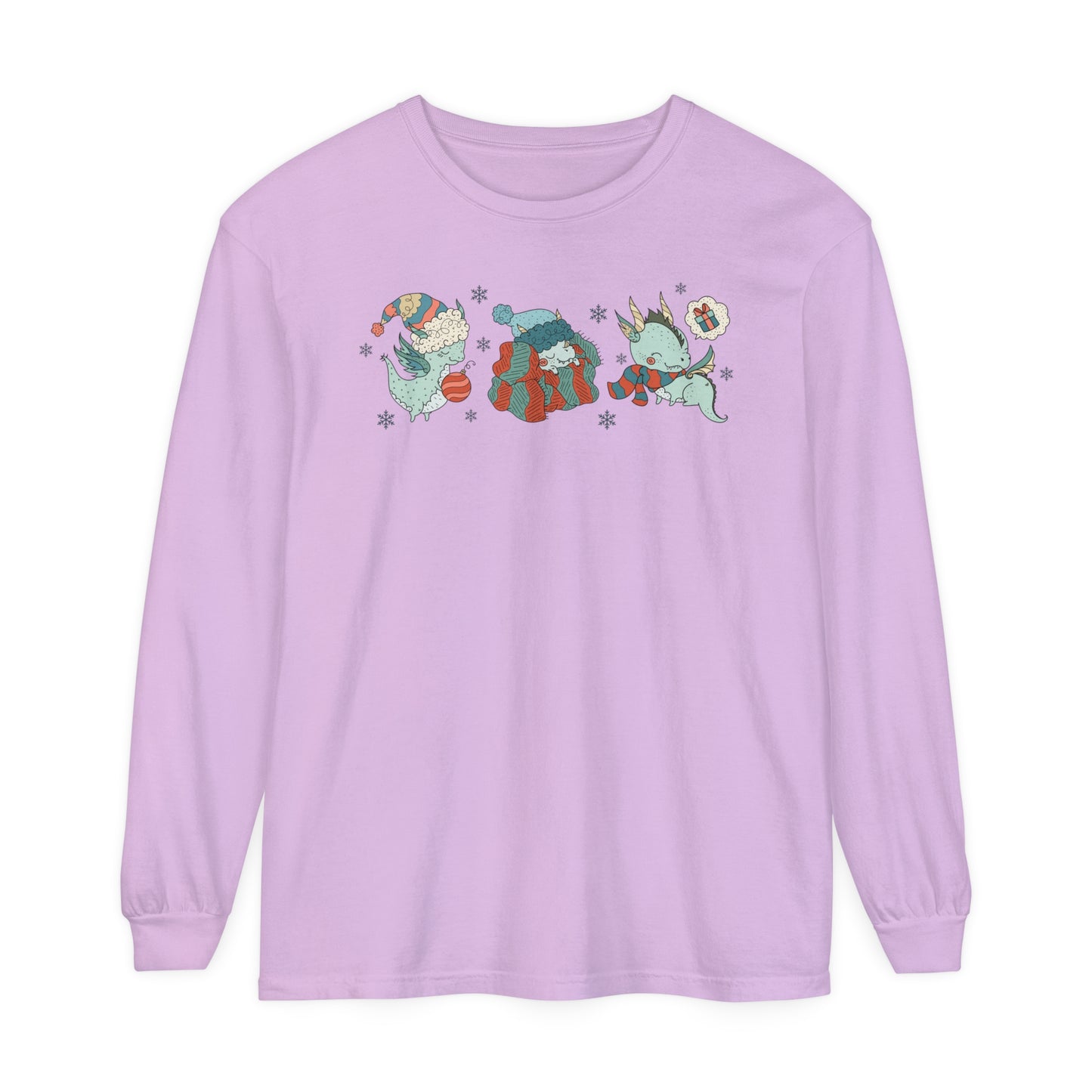 Christmas Dragon Fantasy LONG SLEEVE comfort color T-Shirt