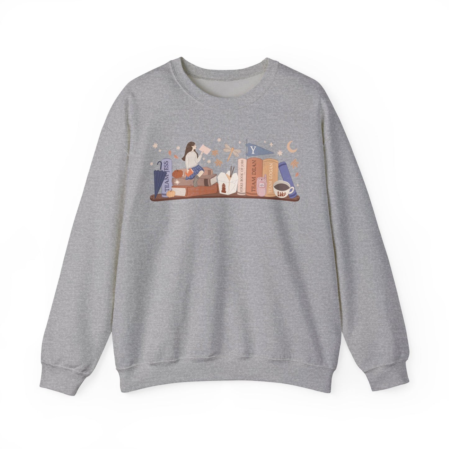 Rory Bookshelf Gildan Crewneck Sweatshirt, Small Town Cozy Crewneck, I am an Autumn