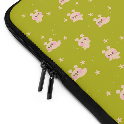 Kawaii Alien Bunny Laptop Sleeve | Quirky Retro Space Themed Celestial Green Laptop Case