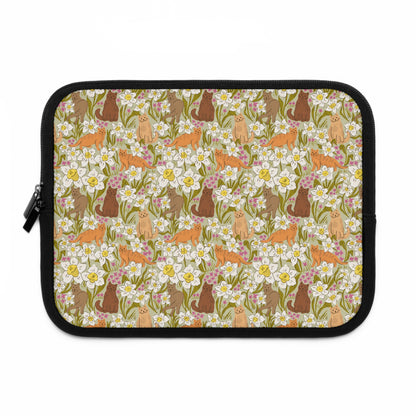 Vintage Cats and Green Florals Laptop Sleeve, Cat Lover Gifts, Cute Laptop Case, MacBook Case, Ipad Case