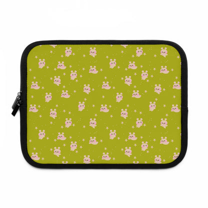 Kawaii Alien Bunny Laptop Sleeve | Quirky Retro Space Themed Celestial Green Laptop Case