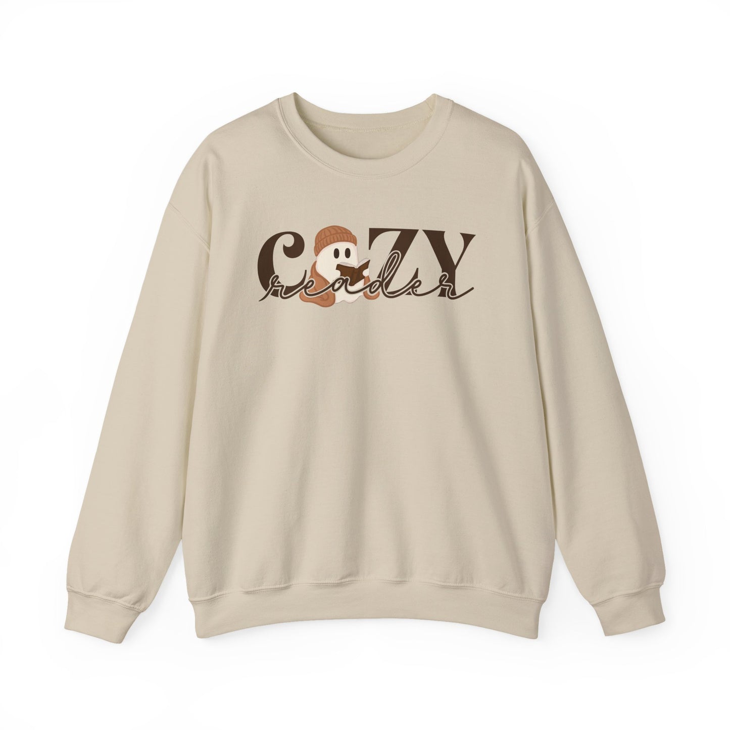 Cozy Reader Ghostie Crewneck, Spooky Cute Bookish Fall Sweatshirt