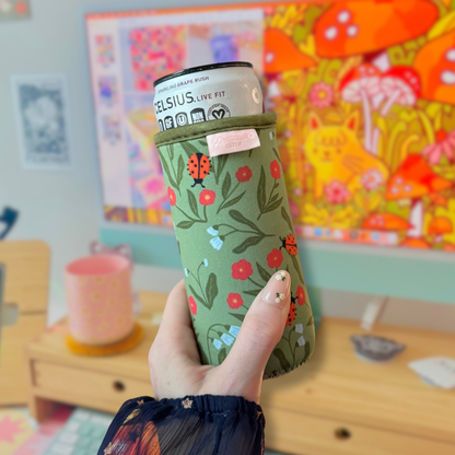 Lady Bug Garden Slim Can Sleeve