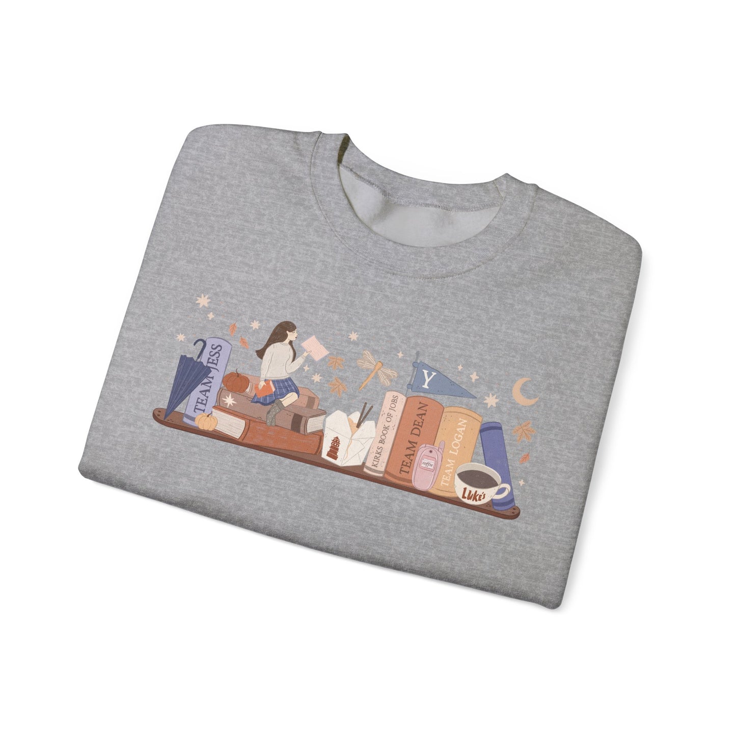 Rory Bookshelf Gildan Crewneck Sweatshirt, Small Town Cozy Crewneck, I am an Autumn