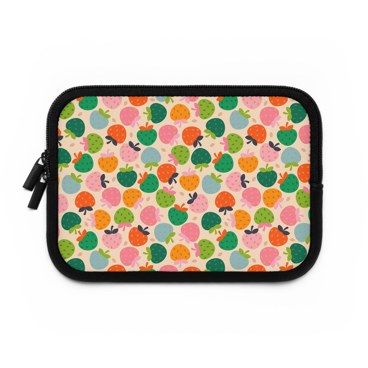 Colorful Strawberry Pattern Laptop Sleeve | Cute Fruit Print, Pastel Berries