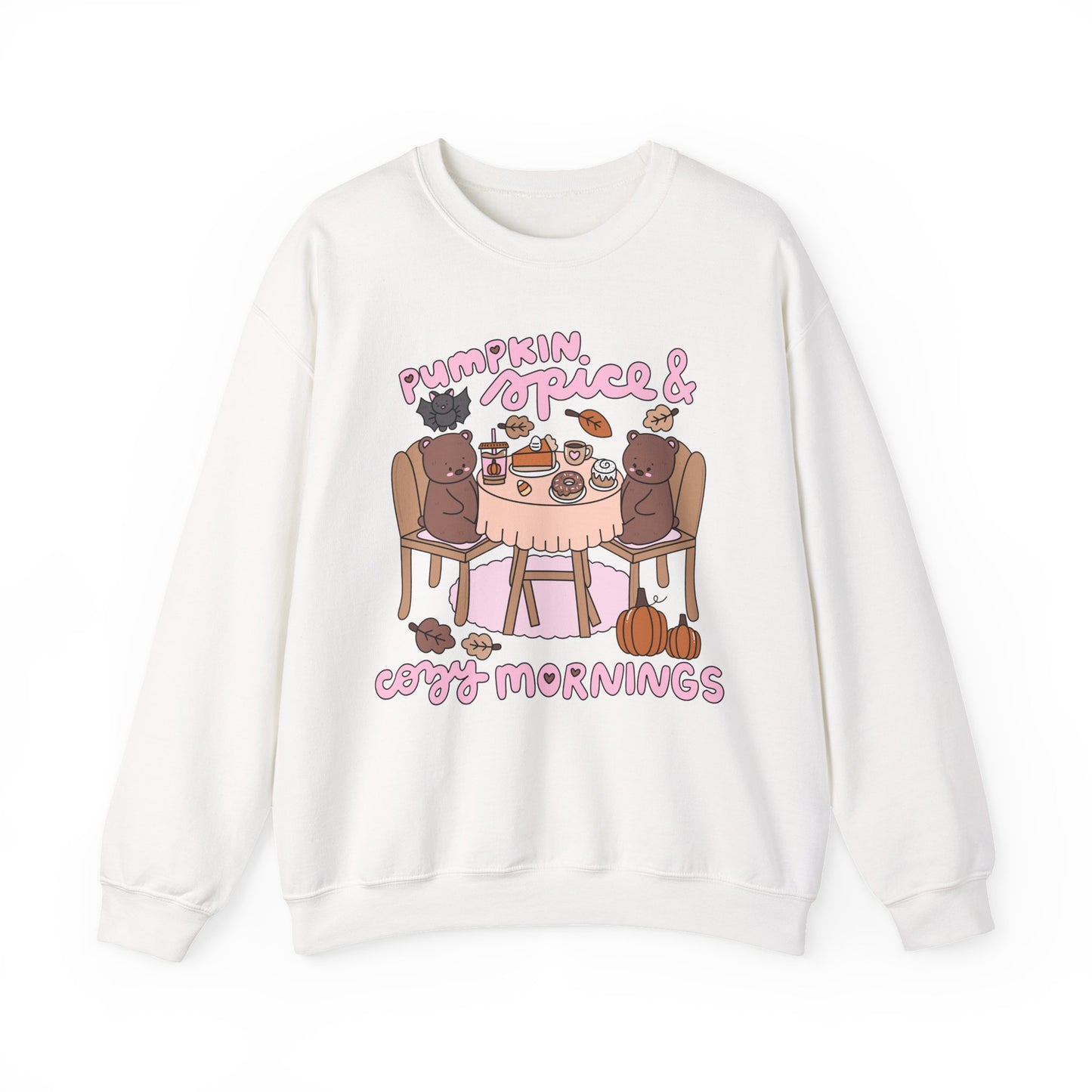 Pumpkin Spice and Cozy Mornings Fall Sweatshirt, Autumn Lover Crewneck, PSL Teddy Bears and Pumpkins