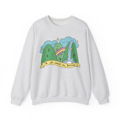 Positive Vibes Crewneck Sweatshirt, Cute Motivational Sweatshirt, Happy Cheerful Gifts, Quirky Trendy Kawaii art, It's All About the Journey
