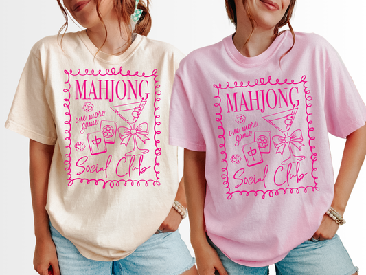 Mahjong Social Club T-shirt | Pink Mahjong Tiles Graphic