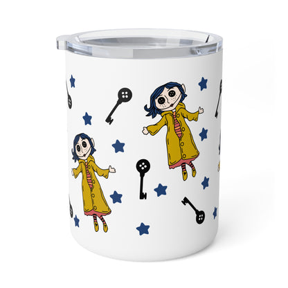 Witchy Twitchy Button Eye Girl Insulated Travel Mug