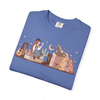 Cowboy Romance Bookshelf Tshirt ( Red Head)