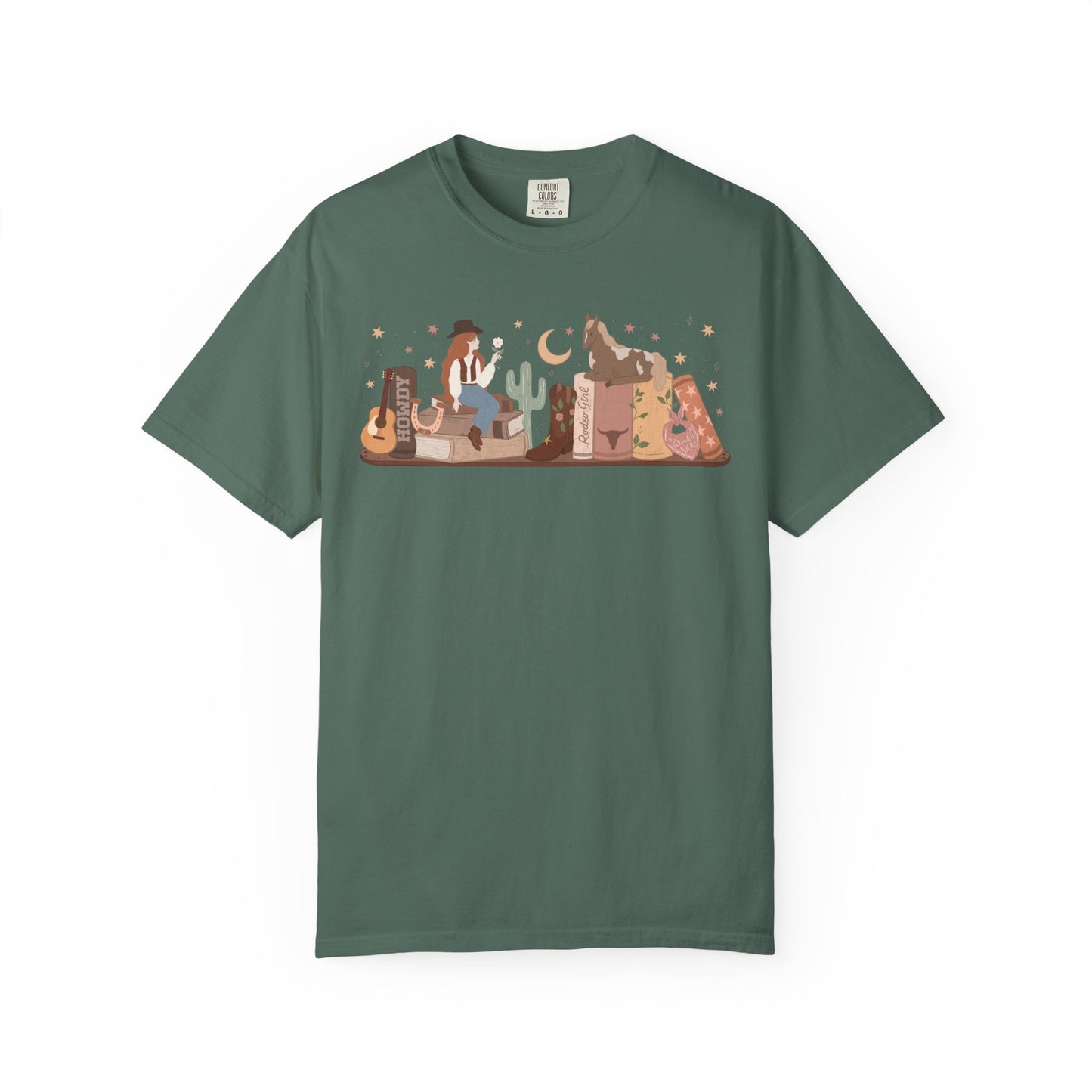 Cowboy Romance Bookshelf Tshirt ( Red Head)