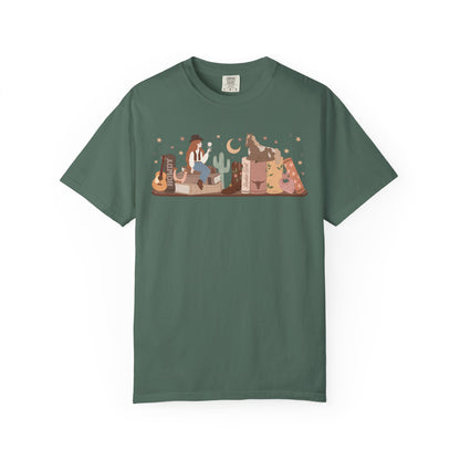 Cowboy Romance Bookshelf Tshirt ( Red Head)