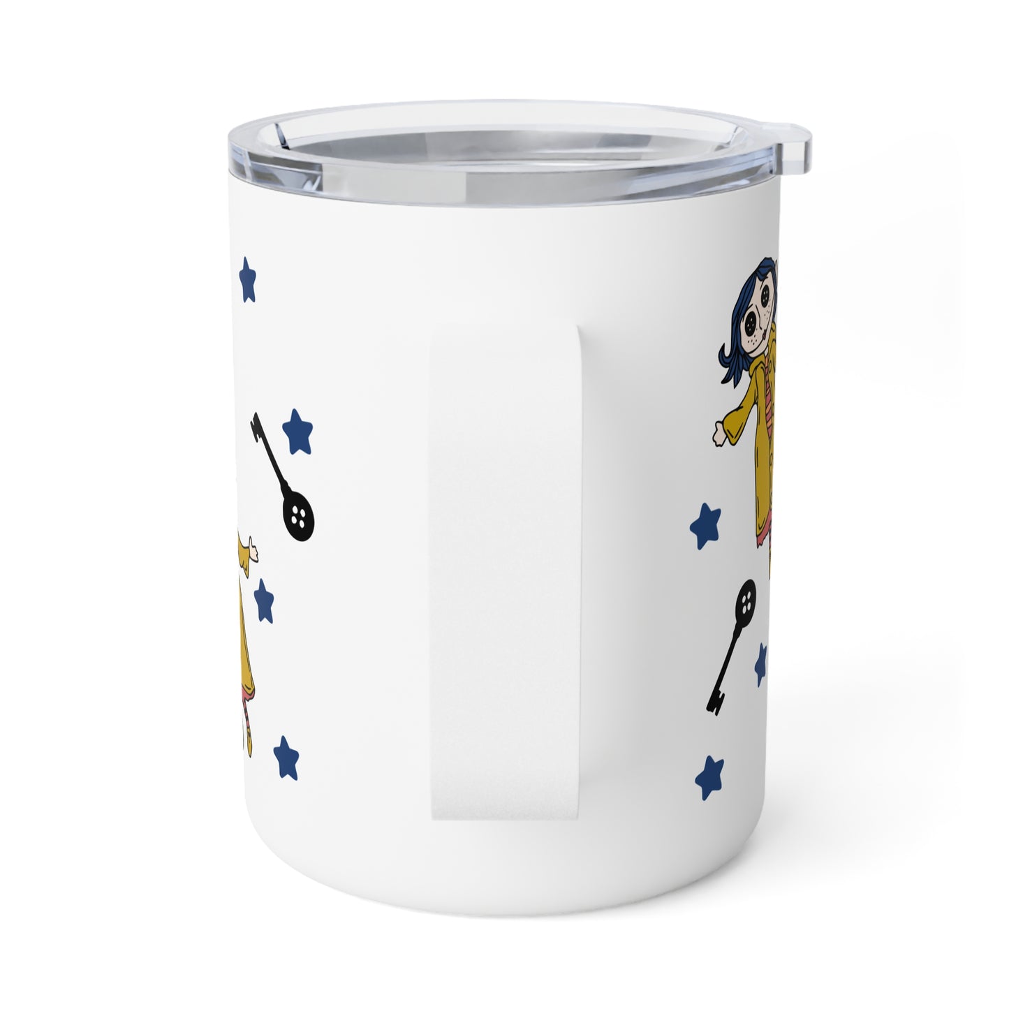 Witchy Twitchy Button Eye Girl Insulated Travel Mug