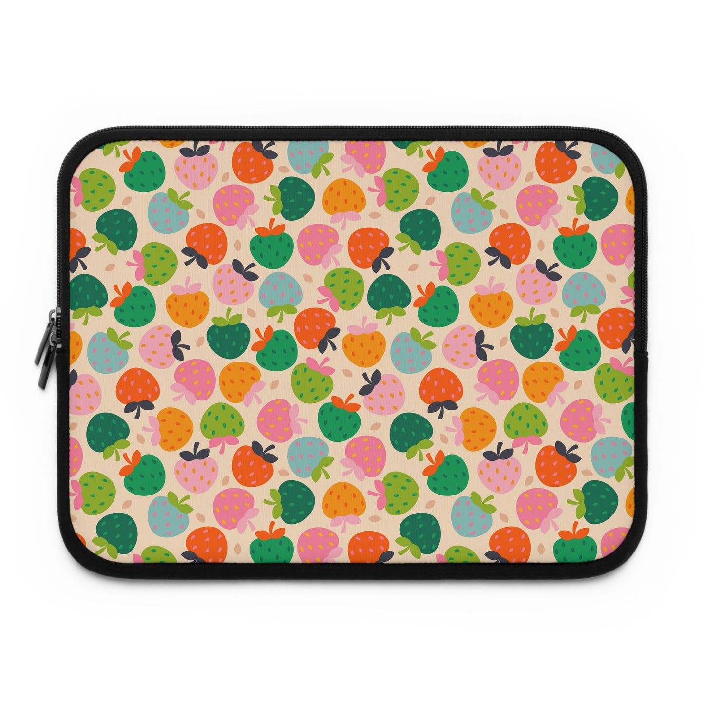 Colorful Strawberry Pattern Laptop Sleeve | Cute Fruit Print, Pastel Berries