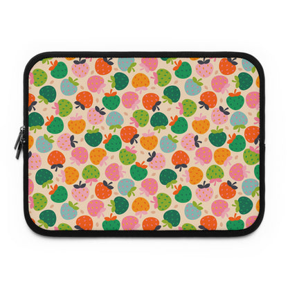 Colorful Strawberry Pattern Laptop Sleeve | Cute Fruit Print, Pastel Berries