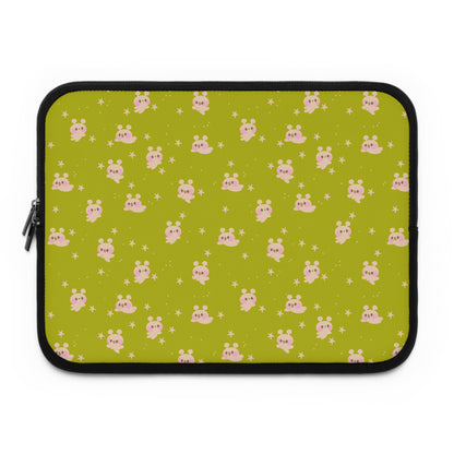 Kawaii Alien Bunny Laptop Sleeve | Quirky Retro Space Themed Celestial Green Laptop Case
