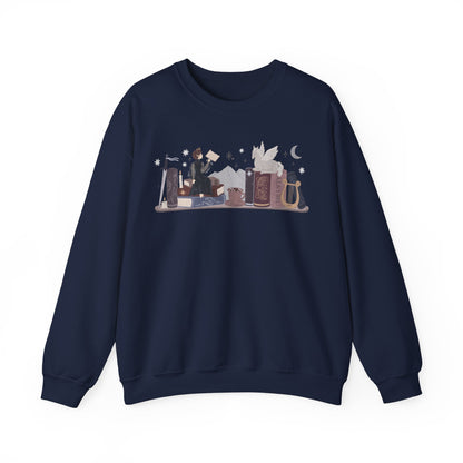 Nesta ACOTAR Bookshelf Gildan Crewneck Sweatshirt, SJM Fantasy Reader Merch, Velaris Night Court, Valkyrie, Bookish Gifts