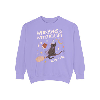 Whiskers and Witchcraft Book Club Crewneck - Witchy Bookish Halloween Comfort Colors Sweatshirt