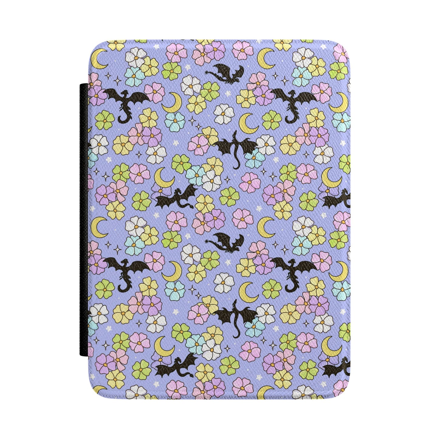 Pastel Floral Moon and Bat Kindle Case | Purple Flower Pattern