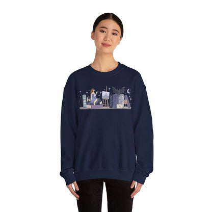 Feyre ACOTAR Bookshelf Gildan Crewneck Sweatshirt, SJM Fantasy Reader Merch, Velaris Night Court, Bookish Gifts