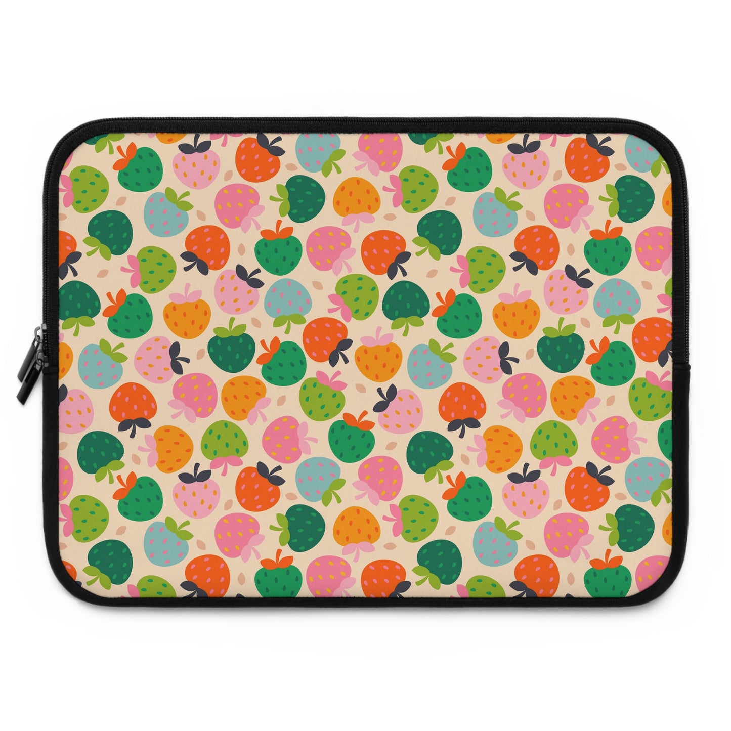 Colorful Strawberry Pattern Laptop Sleeve | Cute Fruit Print, Pastel Berries