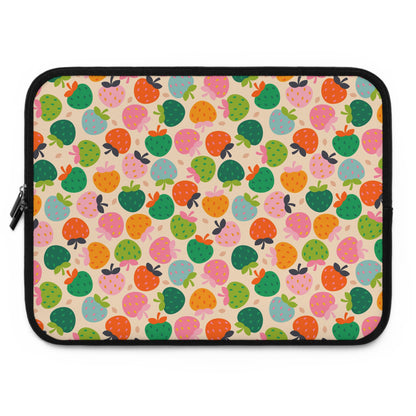 Colorful Strawberry Pattern Laptop Sleeve | Cute Fruit Print, Pastel Berries
