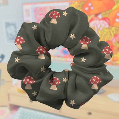 Mushroom Meadows Satin Scrunchie & Claw Clip
