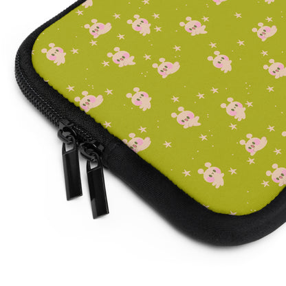 Kawaii Alien Bunny Laptop Sleeve | Quirky Retro Space Themed Celestial Green Laptop Case