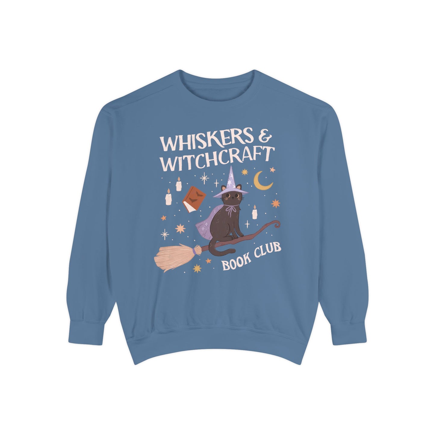 Whiskers and Witchcraft Book Club Crewneck - Witchy Bookish Halloween Comfort Colors Sweatshirt