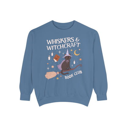 Whiskers and Witchcraft Book Club Crewneck - Witchy Bookish Halloween Comfort Colors Sweatshirt