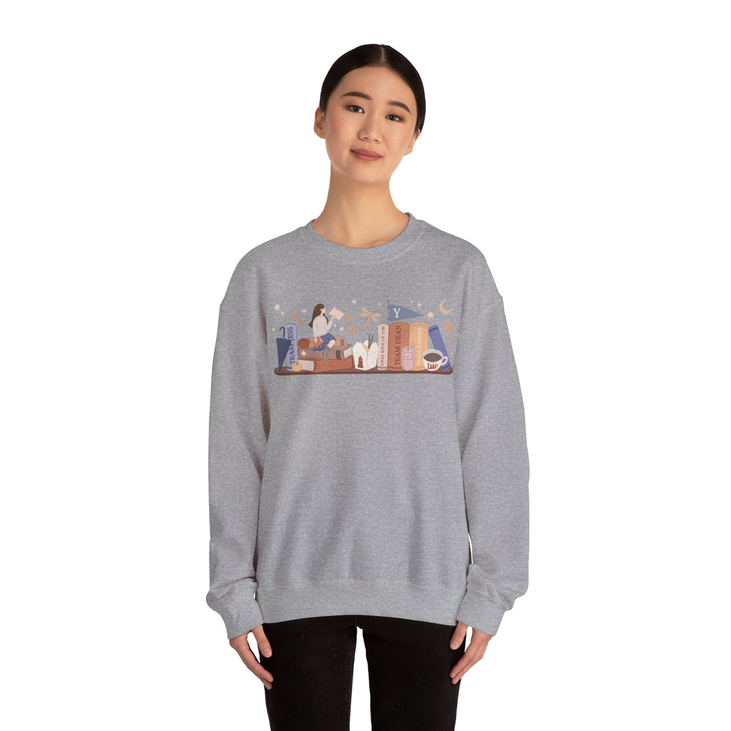 Rory Bookshelf Gildan Crewneck Sweatshirt, Small Town Cozy Crewneck, I am an Autumn