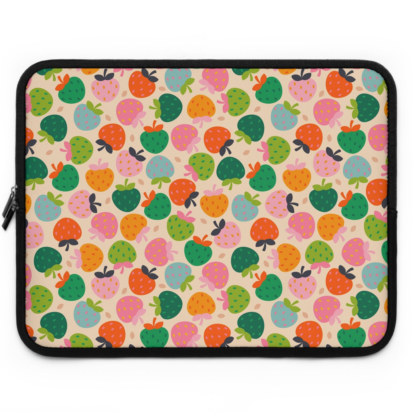Colorful Strawberry Pattern Laptop Sleeve | Cute Fruit Print, Pastel Berries