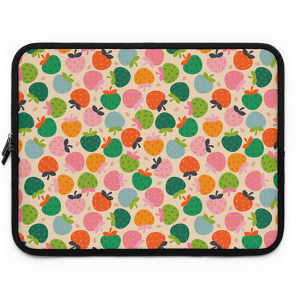 Colorful Strawberry Pattern Laptop Sleeve | Cute Fruit Print, Pastel Berries