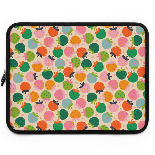 Colorful Strawberry Pattern Laptop Sleeve | Cute Fruit Print, Pastel Berries