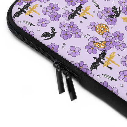 Violets and Dragons Laptop Sleeve, Fantasy Reader Gifts, Cute Laptop Case, MacBook Case, Ipad Case