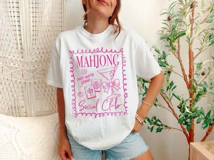 Mahjong Social Club T-shirt | Pink Mahjong Tiles Graphic