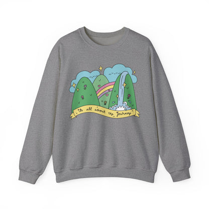 Positive Vibes Crewneck Sweatshirt, Cute Motivational Sweatshirt, Happy Cheerful Gifts, Quirky Trendy Kawaii art, It's All About the Journey
