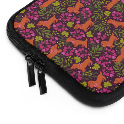 Dachshunds in Bloom Laptop Sleeve | Floral Dog Lover Padded Laptop Case