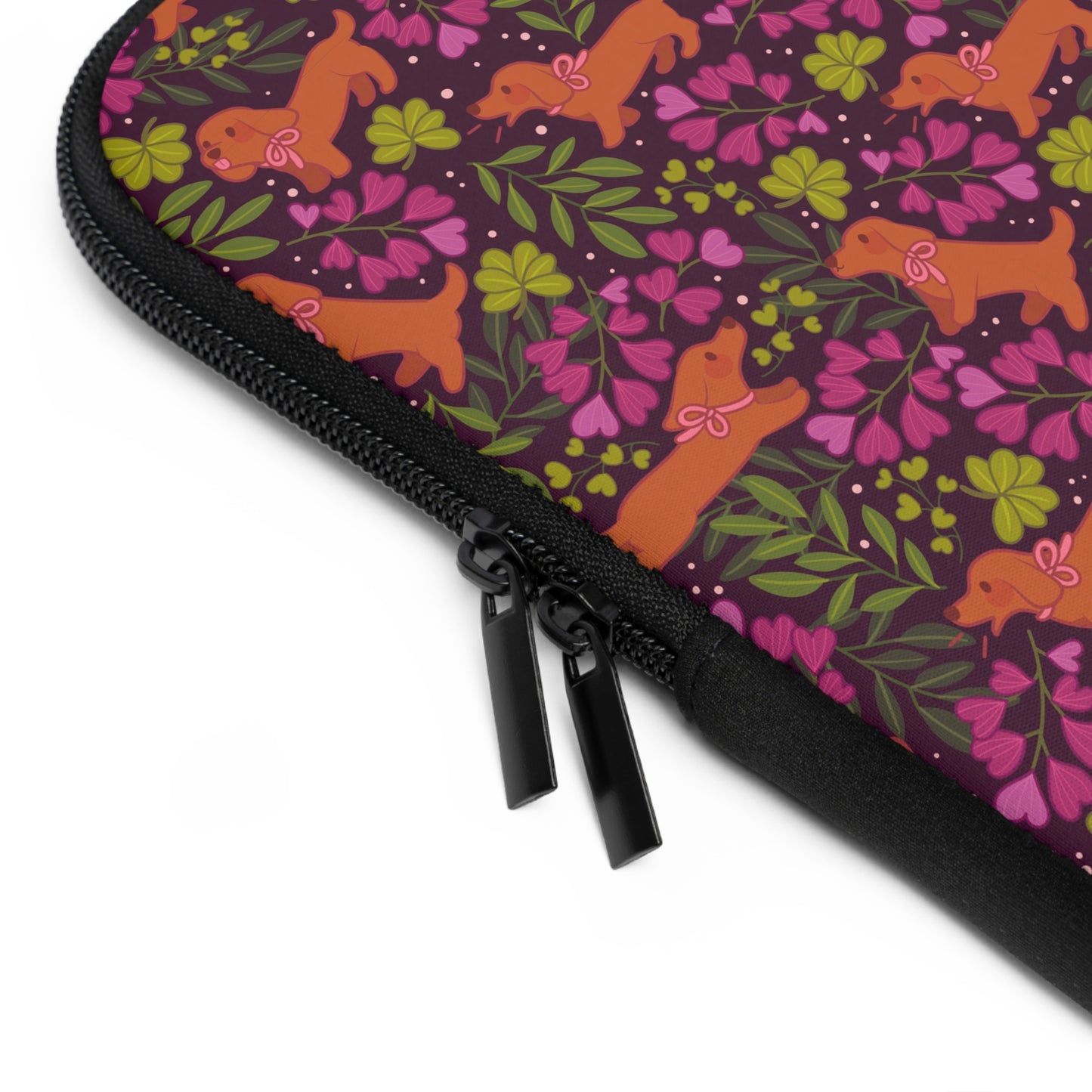 Dachshunds in Bloom Laptop Sleeve | Floral Dog Lover Padded Laptop Case