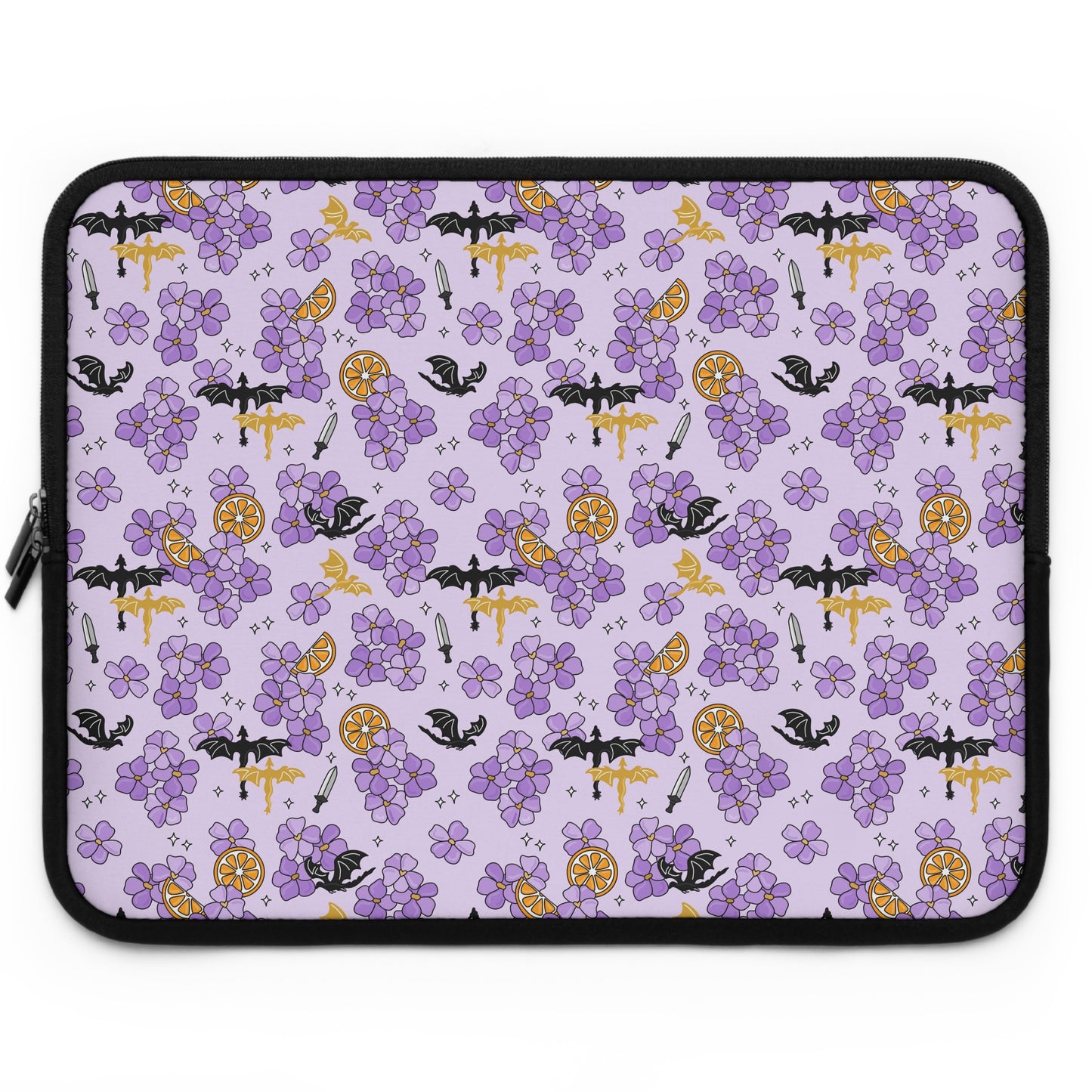 Violets and Dragons Laptop Sleeve, Fantasy Reader Gifts, Cute Laptop Case, MacBook Case, Ipad Case