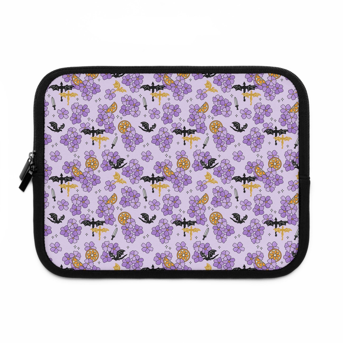 Violets and Dragons Laptop Sleeve, Fantasy Reader Gifts, Cute Laptop Case, MacBook Case, Ipad Case