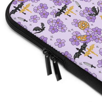 Violets and Dragons Laptop Sleeve, Fantasy Reader Gifts, Cute Laptop Case, MacBook Case, Ipad Case