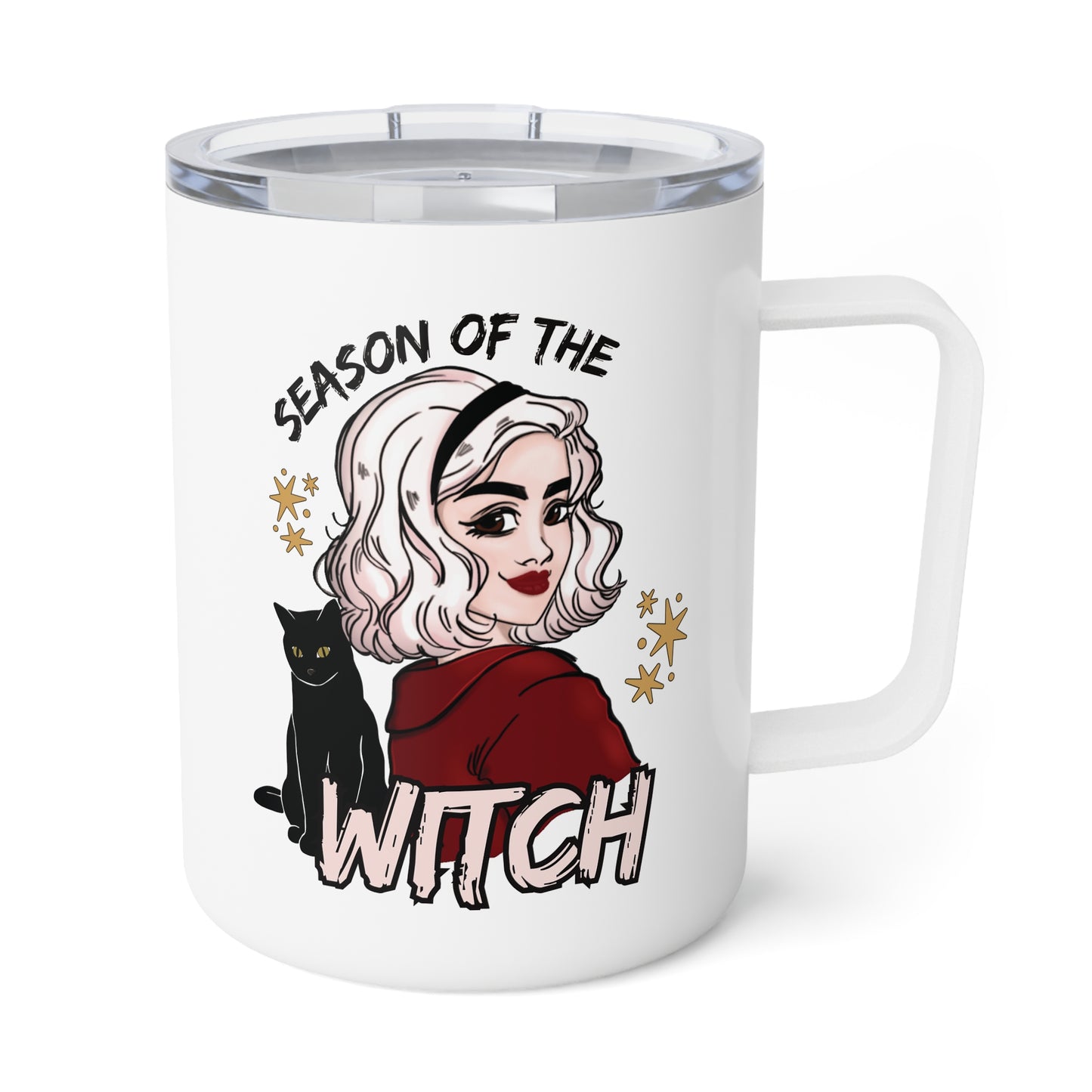 Sabrina Witchy Insulated Tumbler | Season of the Witch Coffee Mug | Fall Autumn Witch Vibes | Halloween Lover Gift | Salem Binx Black Cat