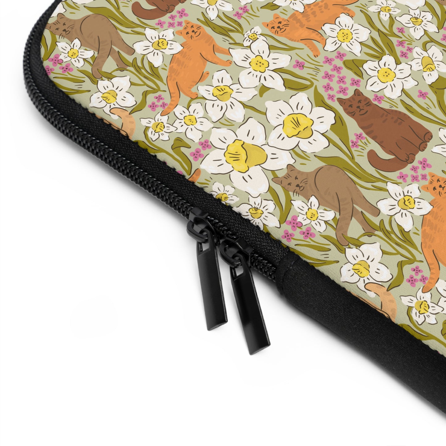 Vintage Cats and Green Florals Laptop Sleeve, Cat Lover Gifts, Cute Laptop Case, MacBook Case, Ipad Case
