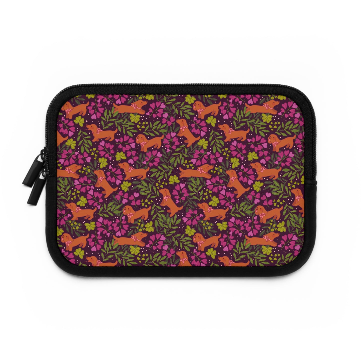 Dachshunds in Bloom Laptop Sleeve | Floral Dog Lover Padded Laptop Case