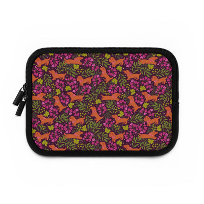 Dachshunds in Bloom Laptop Sleeve | Floral Dog Lover Padded Laptop Case