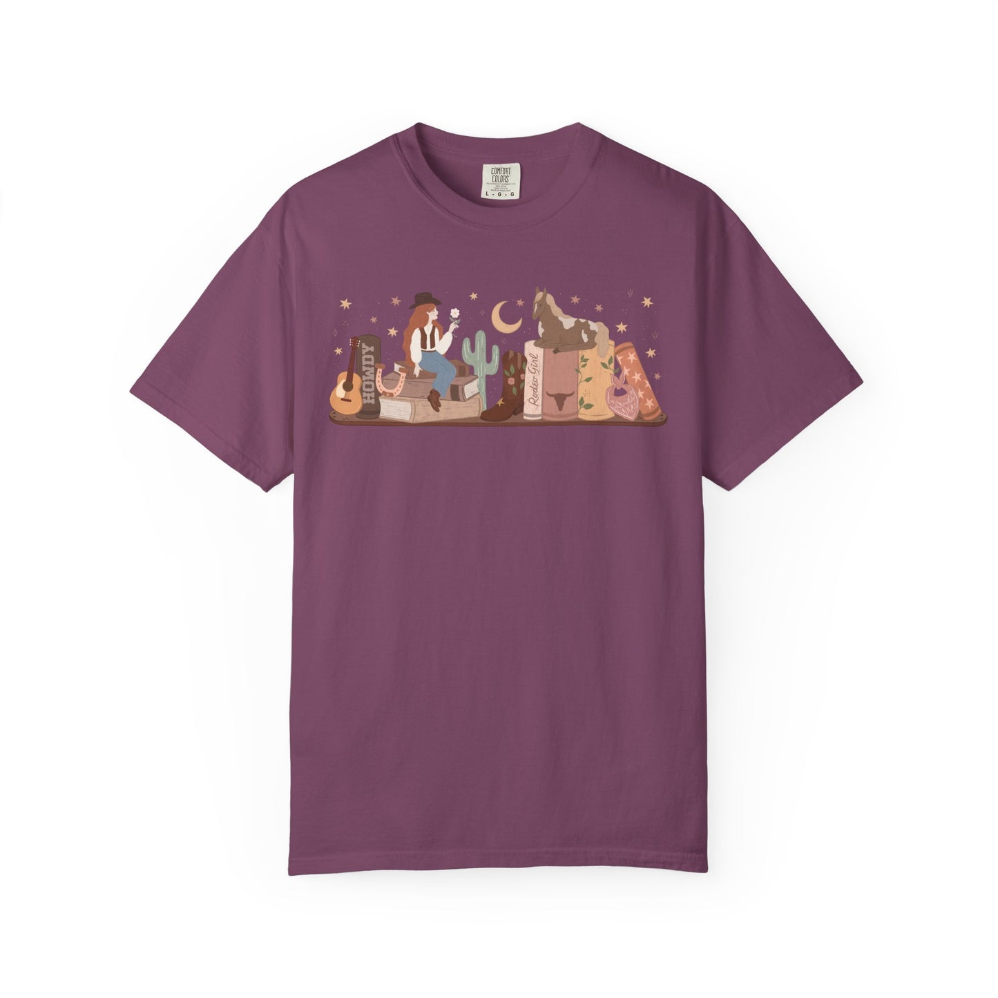 Cowboy Romance Bookshelf Tshirt ( Red Head)