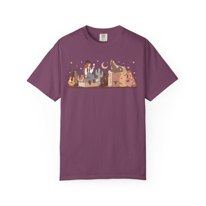 Cowboy Romance Bookshelf Tshirt ( Red Head)