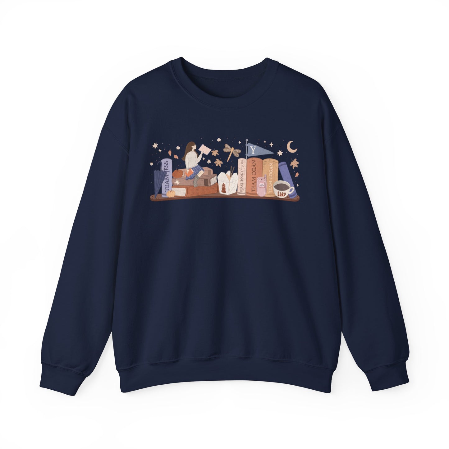 Rory Bookshelf Gildan Crewneck Sweatshirt, Small Town Cozy Crewneck, I am an Autumn